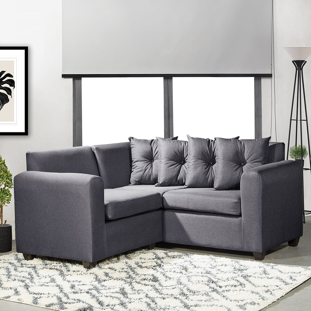 Masel - Seccional Esquinero Recife Tela Gris Oscuro 160x160x78