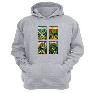 Genérico - Polerón Canguro Tortugas Ninja Gris Claro Talla Xs Unisex