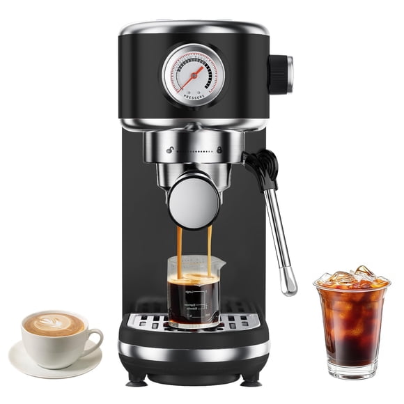 Máquina de Espresso Atatix 20 Bar con Espumador de Leche 1.3L Negra