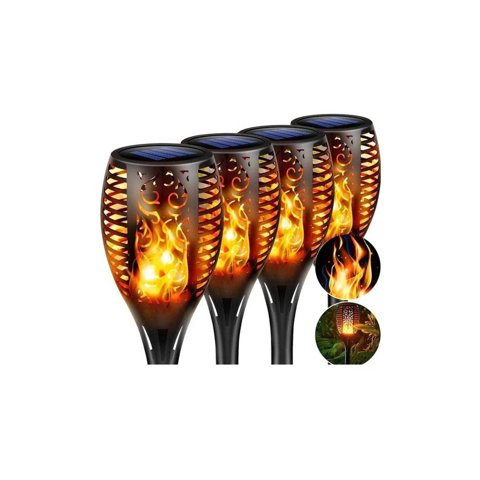 Click Ventas - Pack 4 Luz Solar Estaca Estilo Antorcha Para Jardín Al Aire Libre