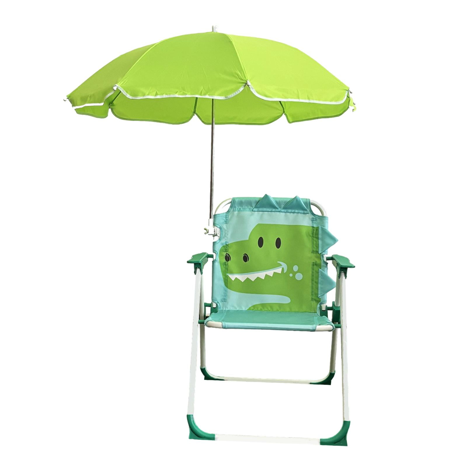 Magideal - Silla De Camping Para Niños Silla De Playa Con Sombrilla Tela Oxford Silla Plegable Portátil Fácil De Transportar Para Mochileros Senderismo Camping Verde