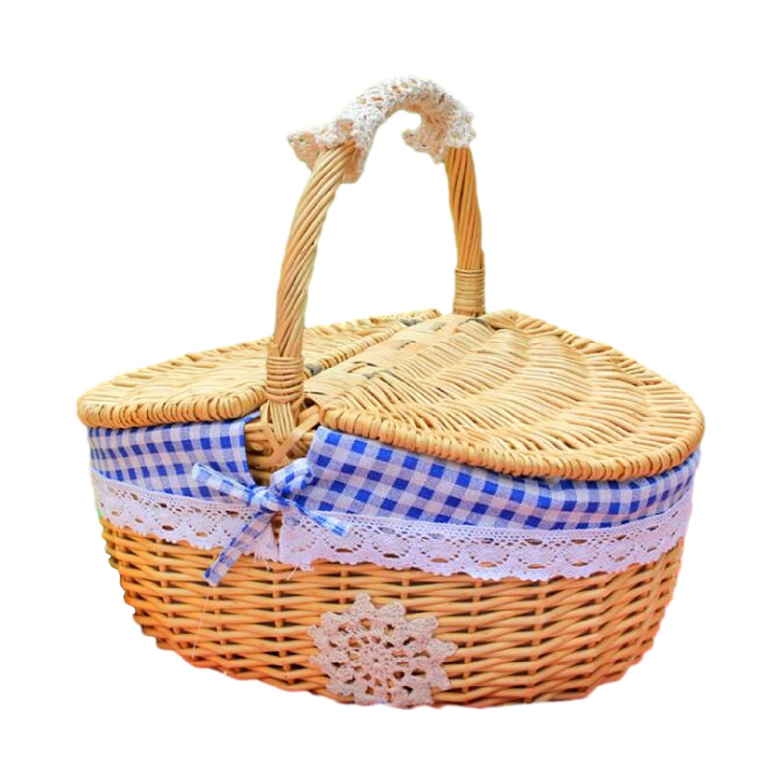 Magideal - Cesta De Mimbre Para Picnic, Cesta De Almacenamiento De Ratán, Cesta De Servicio Duradera, Cesta De Almacenamiento De Mimbre Tejida Para Fiestas Al Aire Libre, Sándwiches Pequeño