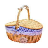 Magideal - Cesta De Mimbre Para Picnic, Cesta De Almacenamiento De Ratán, Cesta De Servicio Duradera, Cesta De Almacenamiento De Mimbre Tejida Para Fiestas Al Aire Libre, Sándwiches Pequeño
