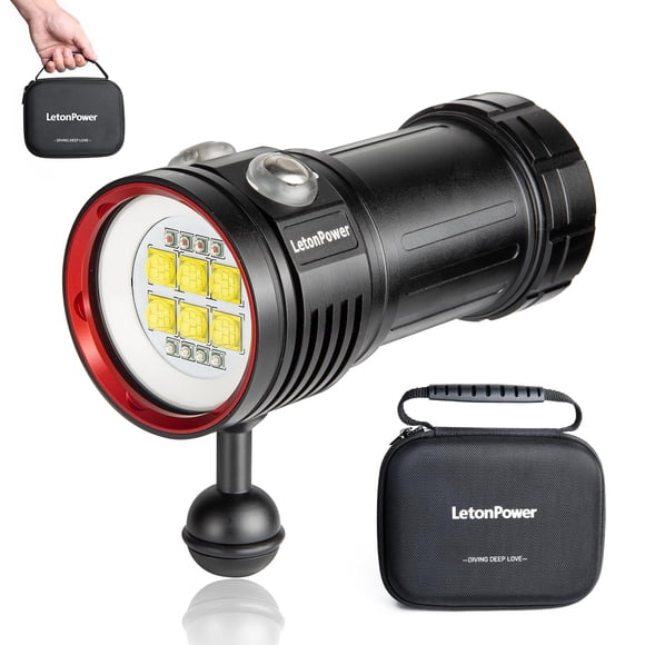 Linterna de buceo LetonPower L24 de 12000 lúmenes, 100 m, resistente al agua