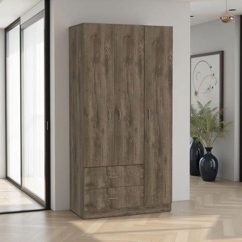 Tuhome - Closet 3 Puertas 2 Cajones Austral 180X90X47 Cm Bellota Y Blanco