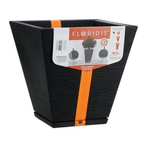 Macetero Floridis Negro Zurique 34Cm Alto Con Plato