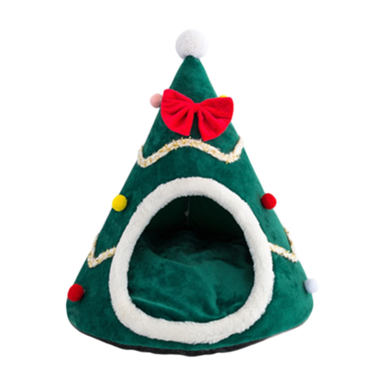 Magideal - Cama Para Gatos Con Árbol De Navidad, Casa Para Gatos Semicerrada, Camas Tipo Cueva Navideñas, Cama Cálida Para Invierno, Cama Para Dormir Para Gatos, L
