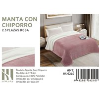 Mundo Shopping - Manta Frazada Con Chiporro Diseño Liso King Rosa
