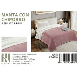 Tecnocasa - Manta Frasada Con Chiporro Rosa Diseño Liso King Rosa
