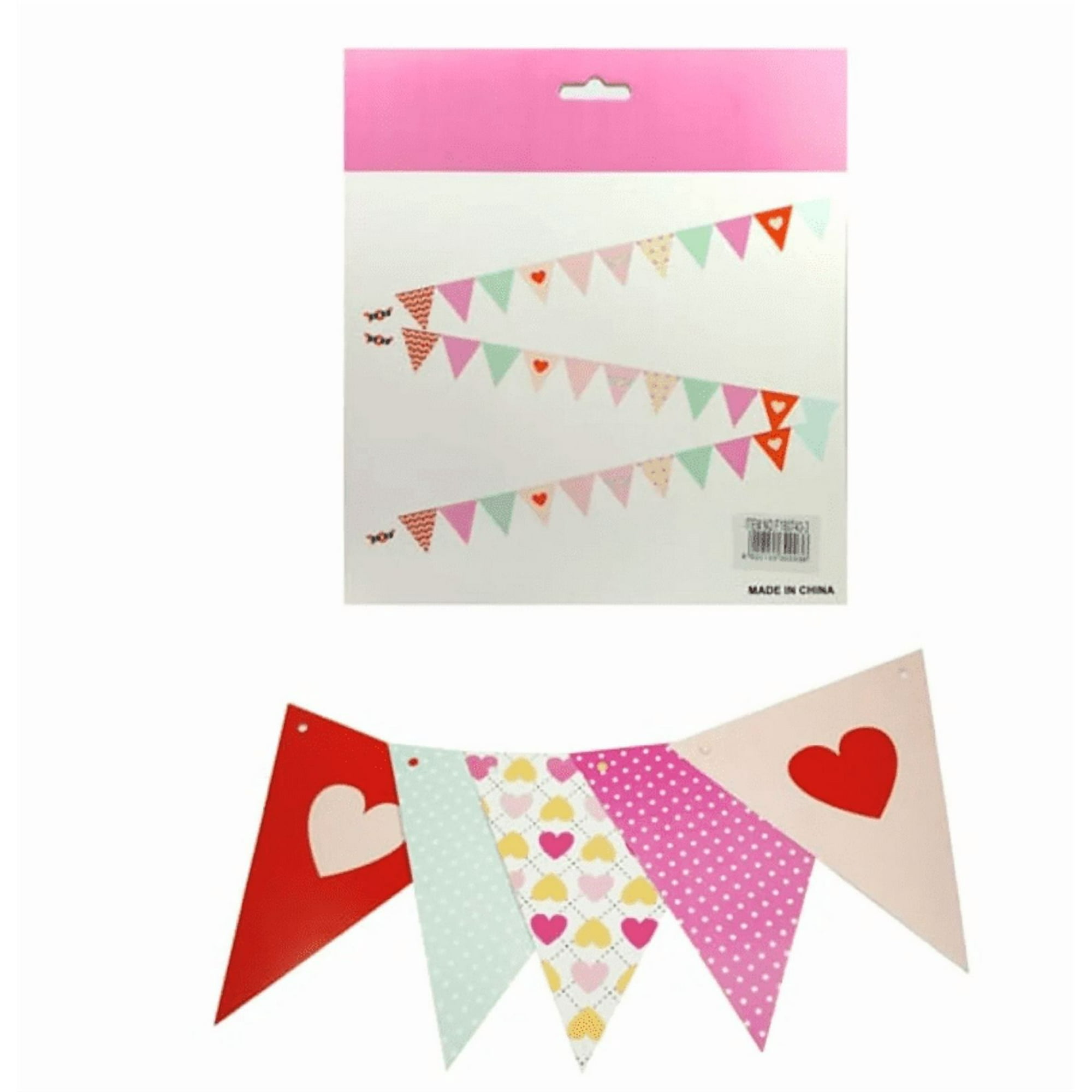 Genérico - Guirnalda Banderin Triangular Carton Corazon X1 Uni