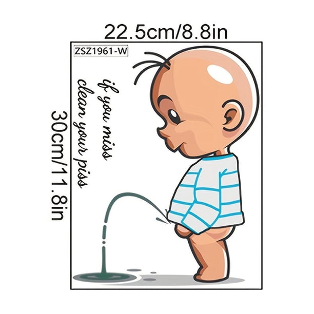 Add a Touch of Adorable Humor to Your Bathroom with our 1pc Kid Peeing Toilet Sticker - Self-Adhesive Toilet Warning Wall Sticker and Bathroom Decorative