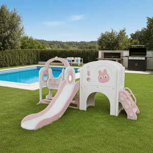 Igpro - Resbalín 6 En 1 Columpio, Aro, Telescopio, Almacenamiento Y Juego De Perforación Rosado