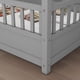 thumbnail image 2 of Full Size Floor Wooden Bed with House Roof Frame, Fence Guardrails,Grey, 2 of 3