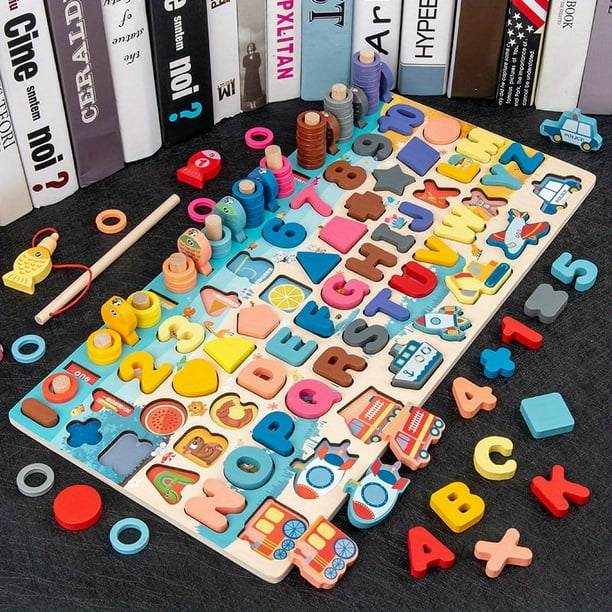 Wooden Multifunctional Children's Puzzle Toys, Early Education And Intelligence Development Teaching Aids For Infants And Toddlers, With Number Boards