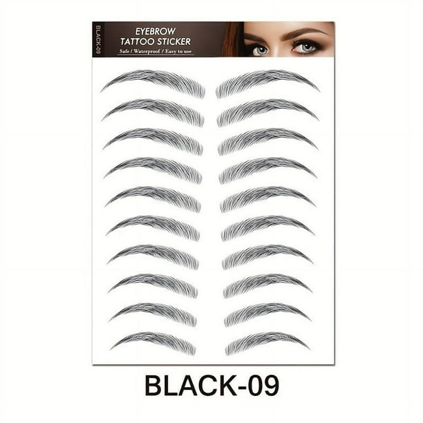 1 sheet Long-Lasting 6D Hair-Like Eyebrow Tattoo Stickers - Waterproof Black and Brown Eyebrow Makeup Stickers