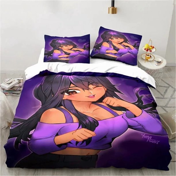 Cartoon Game Cute Aphmau with Wings Bedding Set Boys Girls Twin Queen King Size Duvet Cover Pillowcase Bed boys AdultBed Sheets