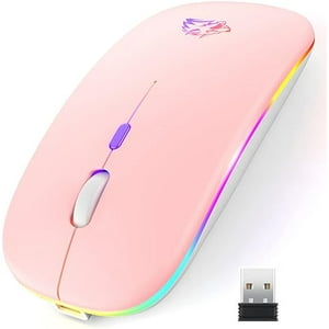 Veat00L - Mouse Inalámbrico, Wireless Óptico Recargable 2.4 G Ergonómico Silencioso Click Con Receptor Usb 3(800/1200/1600) Ajustable Dpi Ratón Para Computadora,Portátil,Pc,Mac (Rosa)