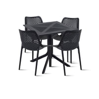 Klik Muebles - Mesa Restaurant 80X80 Polipropileno + 4 Sillas Air Berlín - Negra