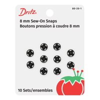 Sew-On Snaps Dritz 80-20-1, Talla 2/0, Latón Negro, 10 Unidades