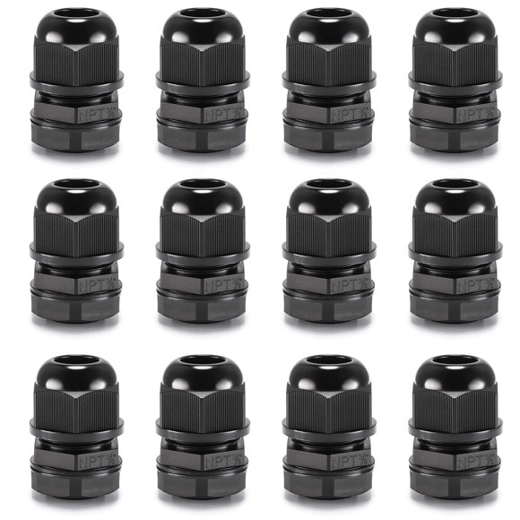 Prensaestopas QILIPSU 3/8" NPT impermeable IP68 de nylon, 12 piezas