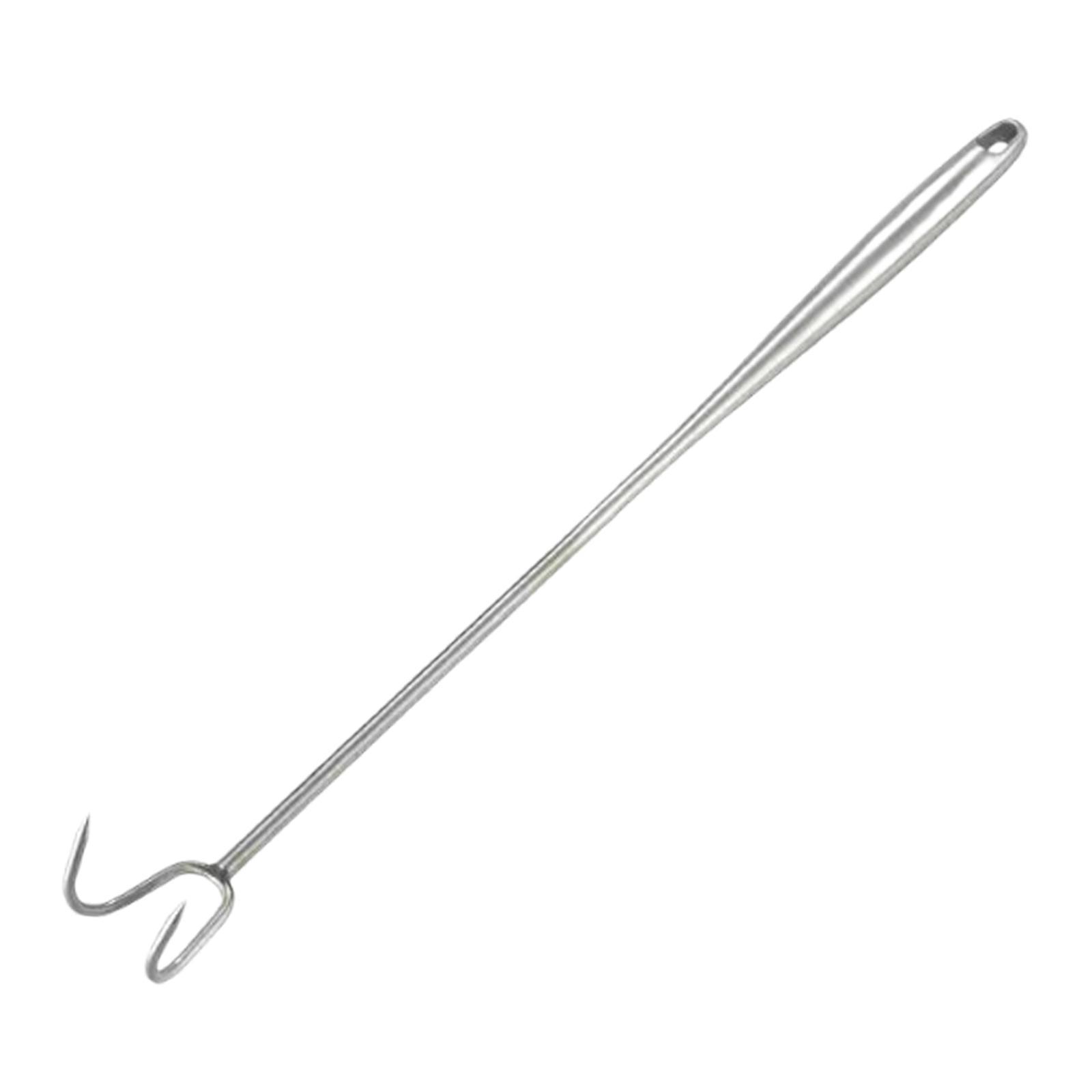 Magideal - Gancho Volteador De Carne, Gancho Volteador De Parrilla, Gancho Para Parrilla De Bistec Portátil Para El Hogar, Gancho Volteador De Carne Para Voltear Mango De Acero