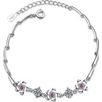 Genérico - Pulsera Plata 925 Flor Cerezo Color Rosa