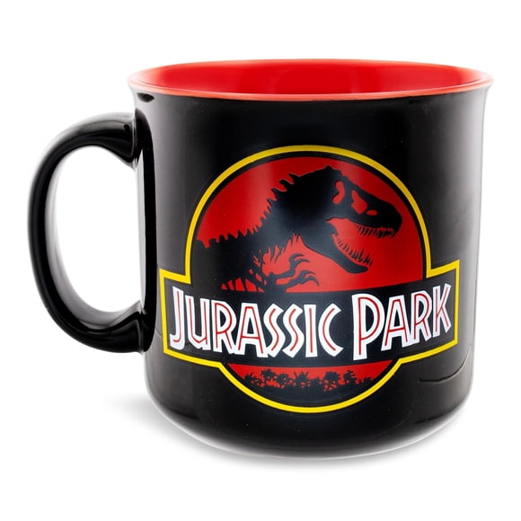 Taza de camping Silver Buffalo 591 ml negra Jurassic Park