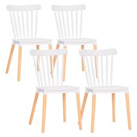 Pandalino - Pack 4 Sillas Windsor Blancas | Diseño Clásico & Cómodo