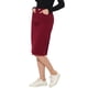thumbnail image 4 of INSPIRE CHIC Falda de Mezclilla de Cintura Alta para Mujer Falda de Jean de Largo a la Rodilla con Dobladillo Deshilachado y Bolsillos Rojo Oscuro S, 4 of 6