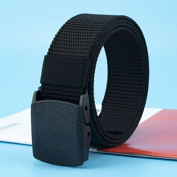Men's Nylon Canvas Belt Plastic Buckle Metal-Free Military Tactical Waist Belt Outdoor Hiking Web Webbing Belt