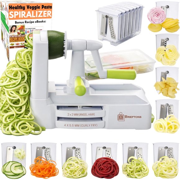 Brieftons 10Blade Countertop Vegetable Spiralizer and Veggi