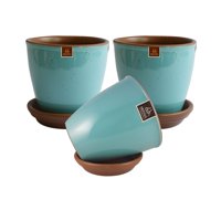 Pottery - Set De 3 Maceta Zafiro 17Cm Esmeralda Y Sus Platos