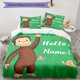 thumbnail image 1 of 3pcs Curious George Theme Customizable Name Digital Print Cover Set, Soft and Comfortable Bedding Set with 1 Cover and 2 Pillowcases, All-Season Quilt Set Excluding Quilt, Ideal for Home and Guest Roo, 1 of 1