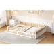 thumbnail image 3 of Wood Full Size Upholstered Platform Bed with Guardrail and Pillow, Beige, 3 of 3