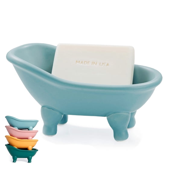 Jabónera mini bañera de patas de cerámica dodococa 14 cm azul