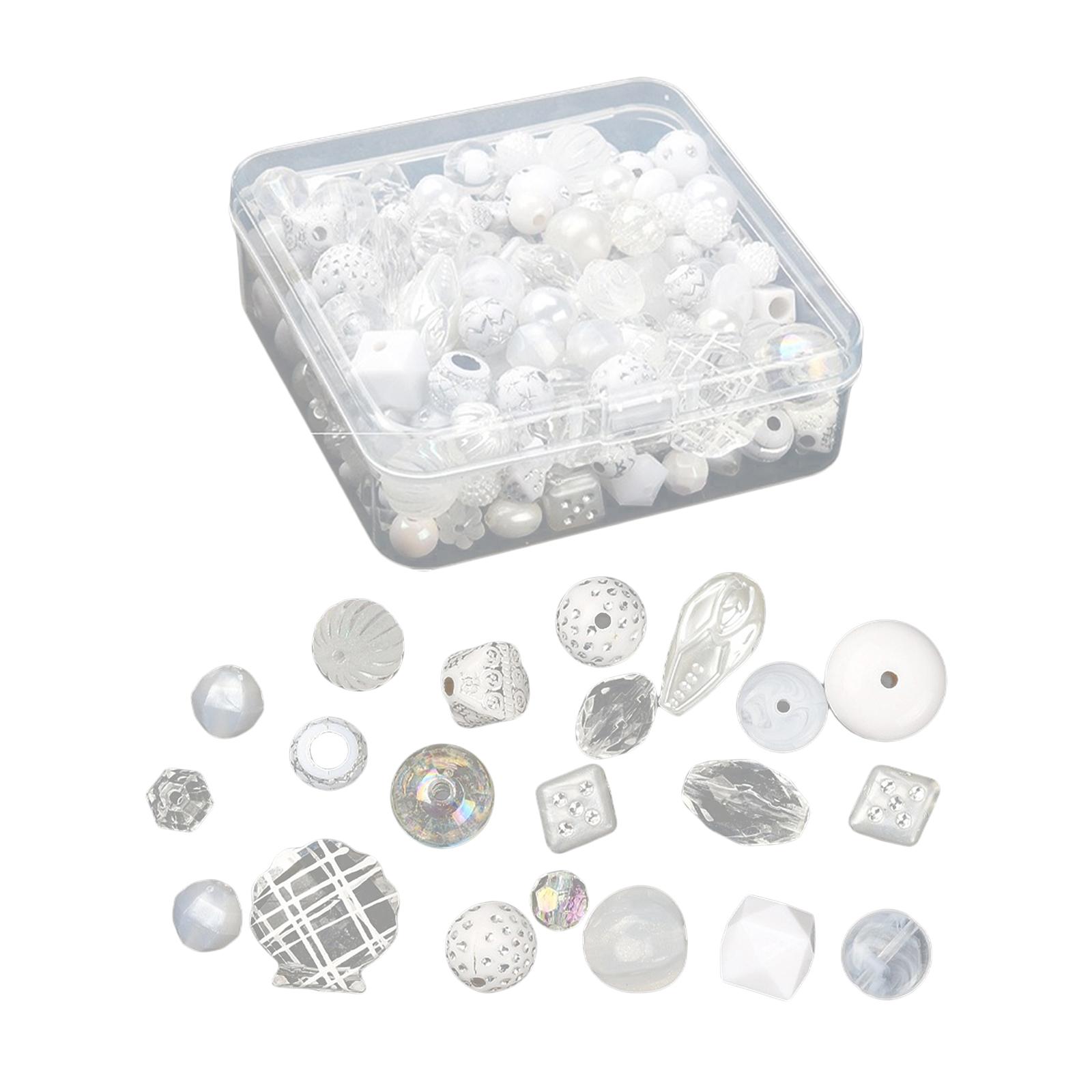 Bothyi - Surtido De Cuentas Acrílicas De Formas Mixtas, Fabricación Artesanal De Pulseras, Collar, Blanco