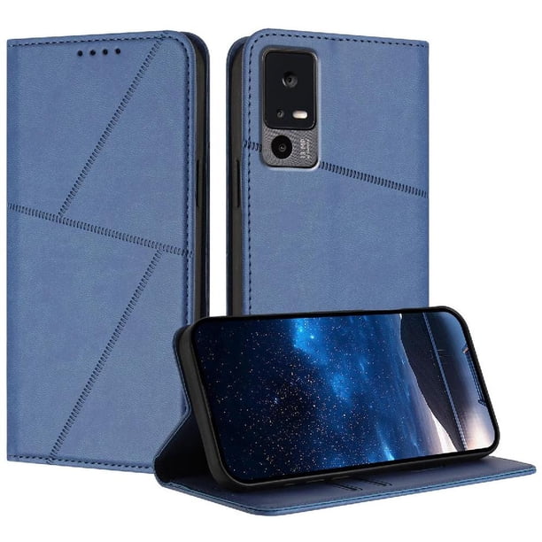 Funda Cartera Magnética para TCL 40 XE 5G Protección Antichoque con Ranuras Azul