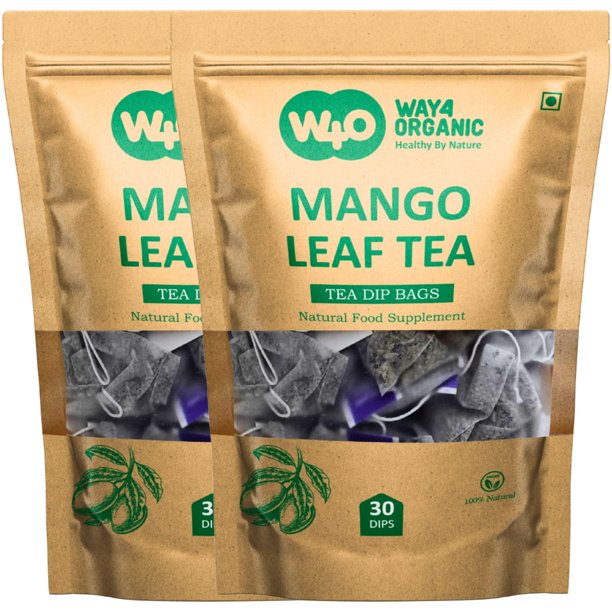 Té de hojas de mango, 30 bolsitas de té, apoya el bienestar general, hojas frescas secadas a la sombra (paquete de 2)