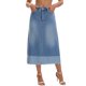 thumbnail image 1 of INSPIRE CHIC Falda Maxi de Mezclilla para Mujer de Cintura Alta Primavera 2025 Línea A Panel Dobladillo Falda Larga de Jean Azul Claro, 1 of 6