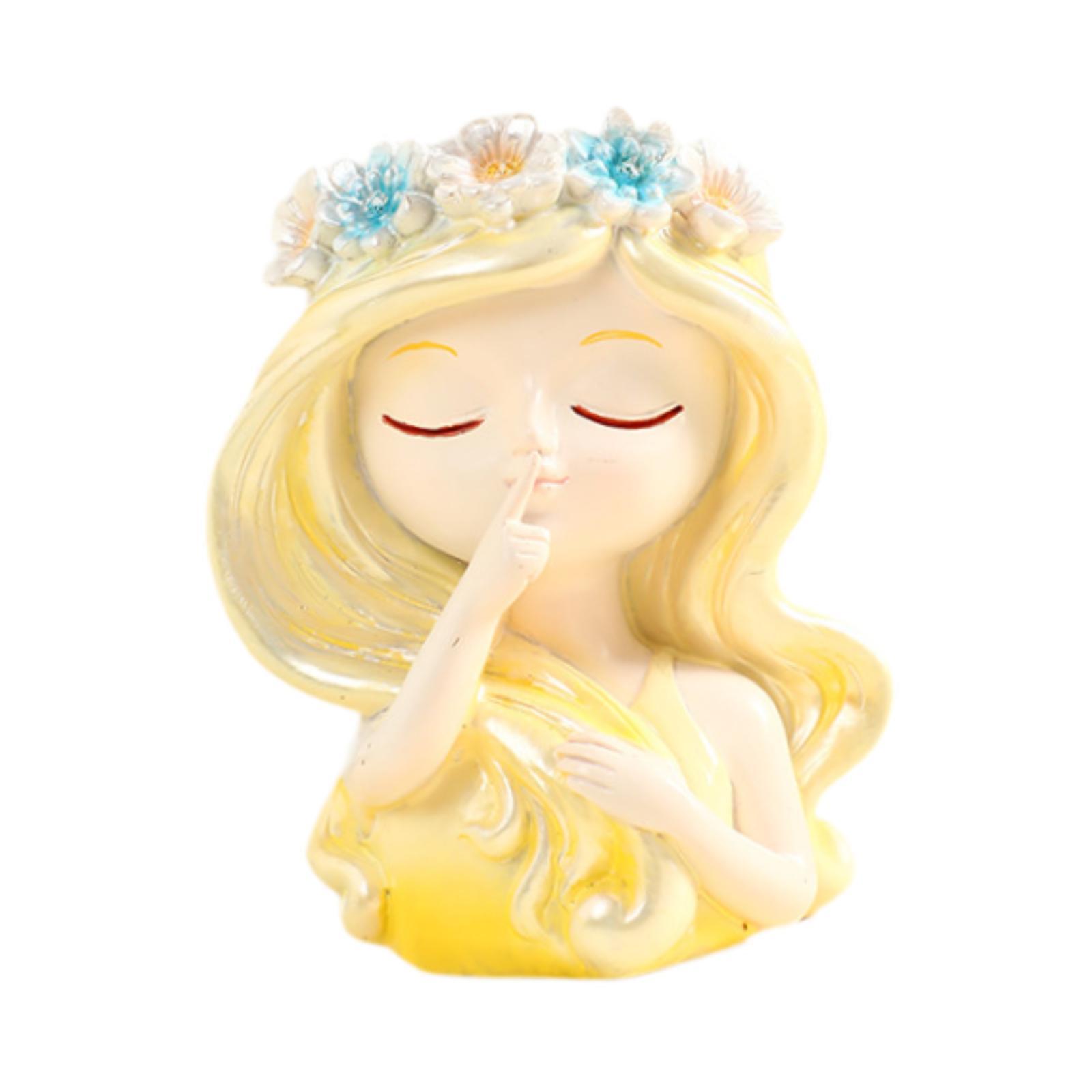 Magideal - Fairy Head Plant Bot Jarrón Decorativo Decoración Creativa Ornamento De Resina De Resina Floridad De Flores Para Niñeras Para La Oficina Central Amarillo