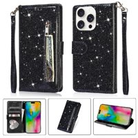 Funda Para Foxdock Elegante Funda Iphone 16 Pro Glitter Con Cremallera-Ideal Para El Uso Diario