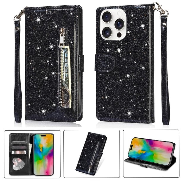 Funda para FOXDOCK Elegante funda iPhone 16 Pro Glitter con cremallera-Ideal para el uso diario