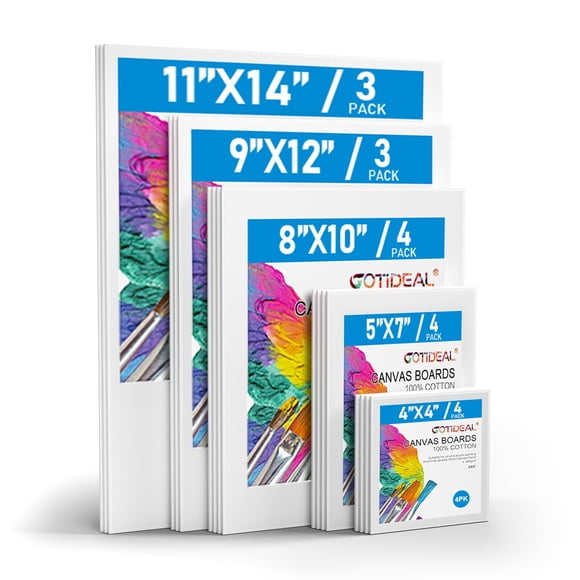 GOTIDEAL Set de 18 Lienzos para Pintura, Tableros de Lienzo