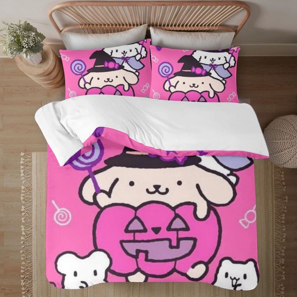 Pompompurin 3-Piece Bedding Set For Kids Boys Girls Adult Cartoon Warm Cute Fashion Holiday Present Gift Bed Sheets