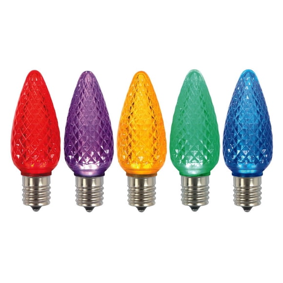 Bombilla LED Vickerman C9 facetada multicolor, bolsa de 25 unidades