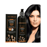 Max Belleza - Shampoo Tinte Negro Argán Cubre Canas Suaviza Repara