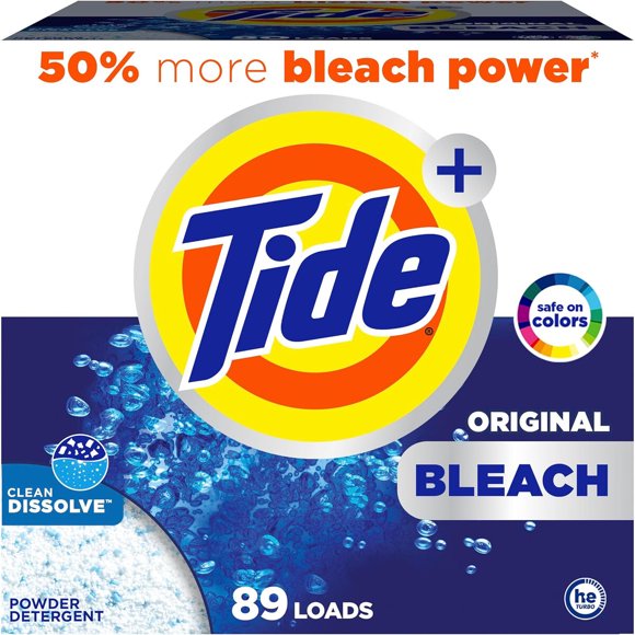 Tide Powder Laundry Detergent with Bleach, Original Scent, 8