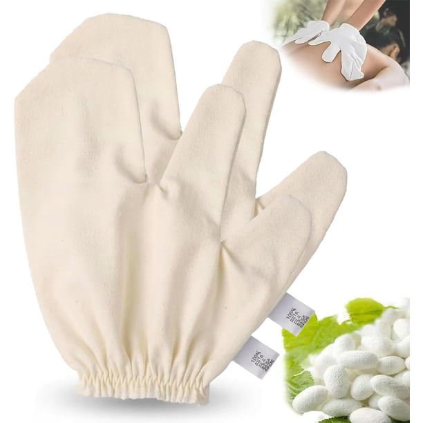 Guantes seda natural Garshana drenaje linfático cepillado seco exfoliante corporal ayurvédico