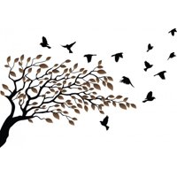 Rienda Libre Graphics - Decomural Birds Tree Brown Autumn Leaves Ws-46648