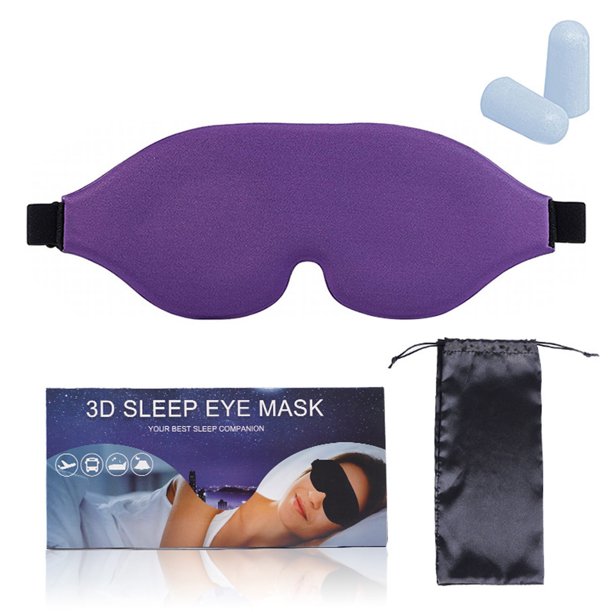 Antifaz para dormir, diseño del contorno de la cuenca del ojo en 3D, con tapones para los oídos y bolsa de viaje, blackout, suave y cómodo, apto para yoga o meditación